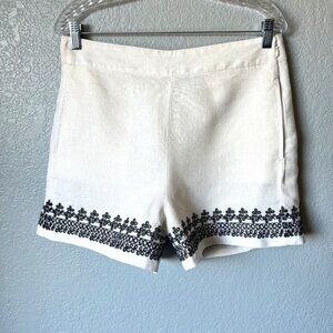 J. Crew 100% linen floral eyelet embroidered trim